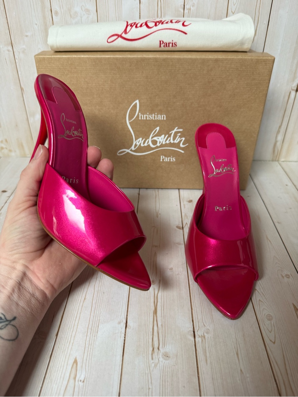 Christian Louboutin Miss Z Pointed Toe Mule Sandal Pinup Pink Sz 36 / 6 - Picture 7 of 13